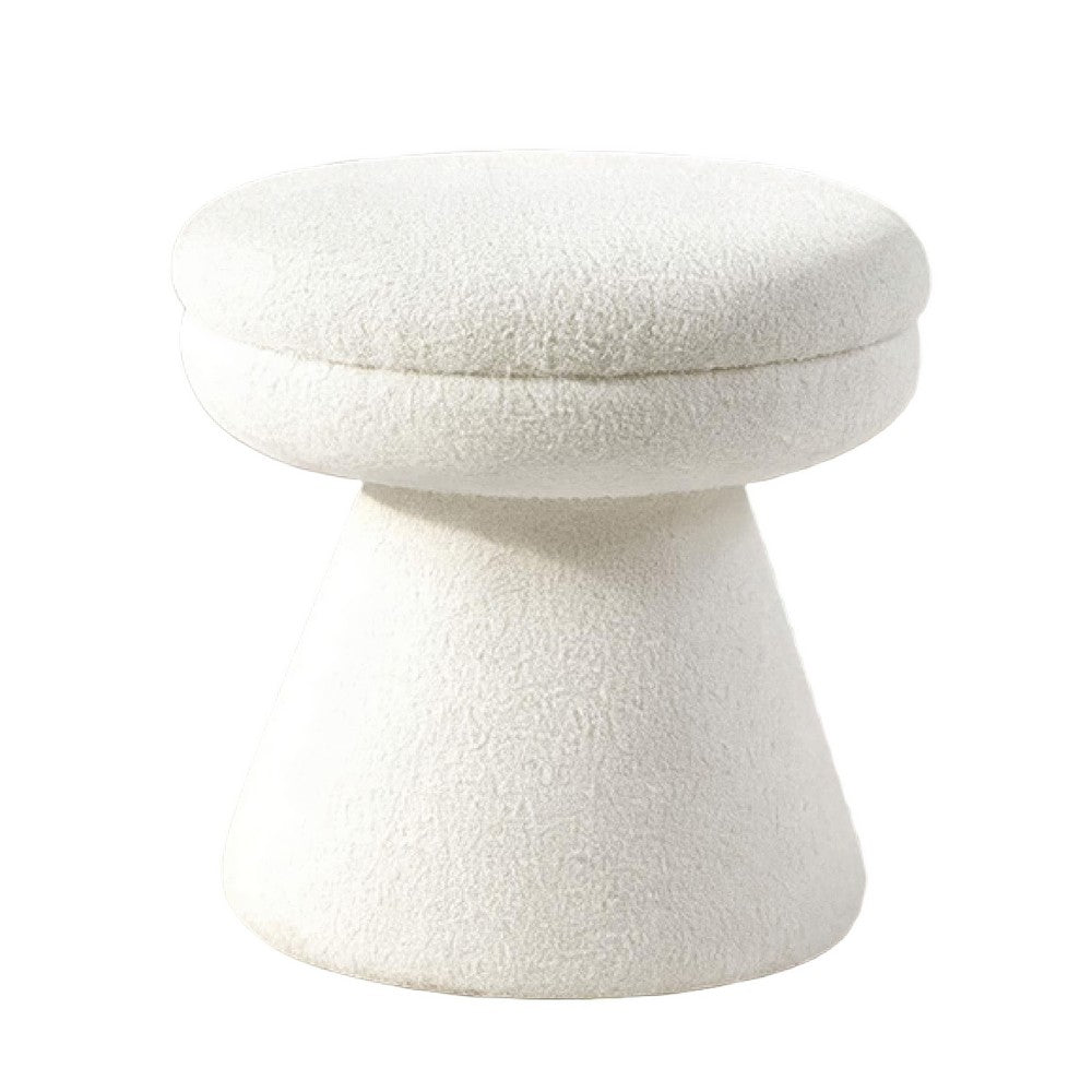 Xyna Mushroom-shaped Ottoman Stool with Pedestal Base | Beige Fabric