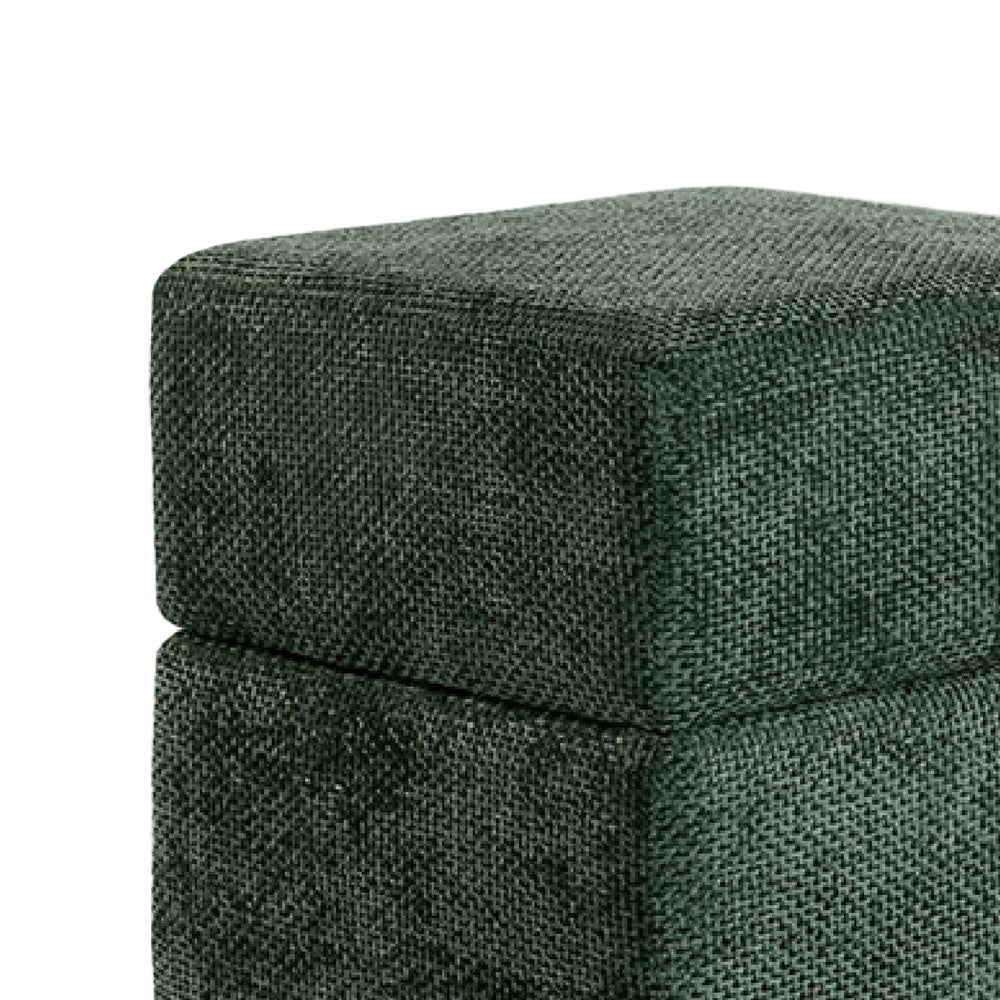 Kris Ottoman Stool with Hidden Storage | Gold Base | Green Chenille
