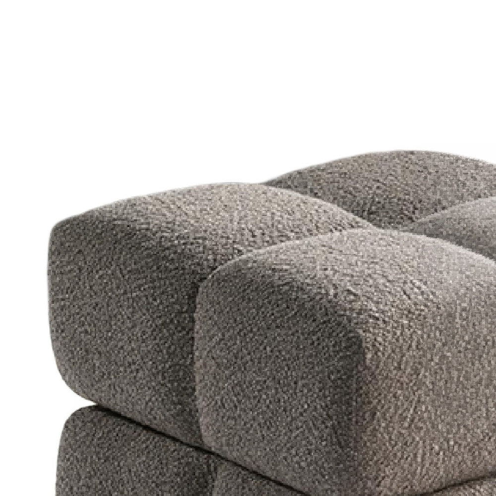 Anne Ottoman Stool with Storage | Gold Base | Gray Biscuit Tufted Fabric