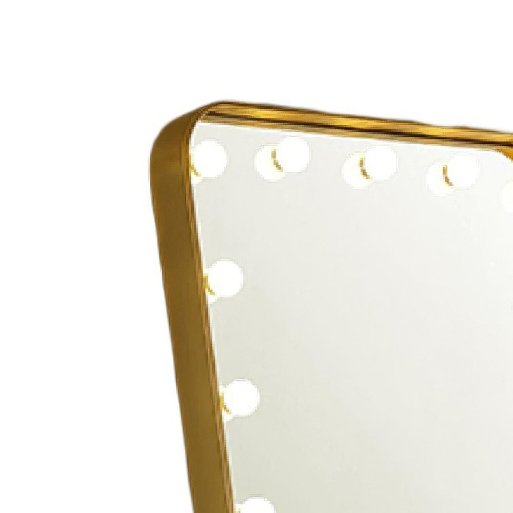 Samie LED Floor Mirror with Bluetooth | Touch Control | Gold Metal 32x71