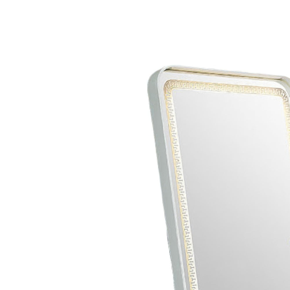 Madie Floor Mirror with LED Lights | Bluetooth Speaker | White Metal 32x71