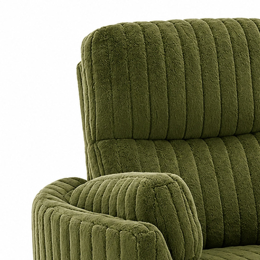 Bela Power Glider Recliner Swivel Chair | Eucalyptus Wood | Green Fabric