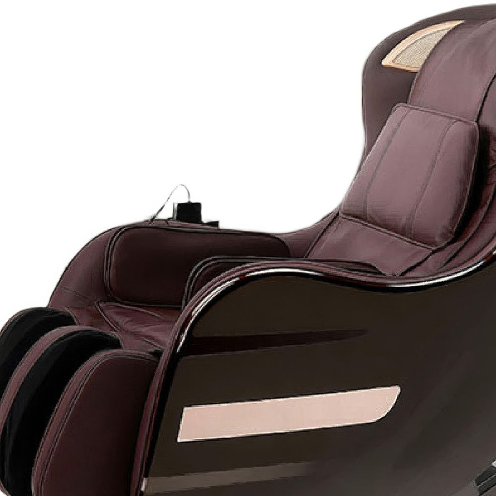 Marty 7 Modes Massage Chair with 3D Back Roller | Brown Faux Leather