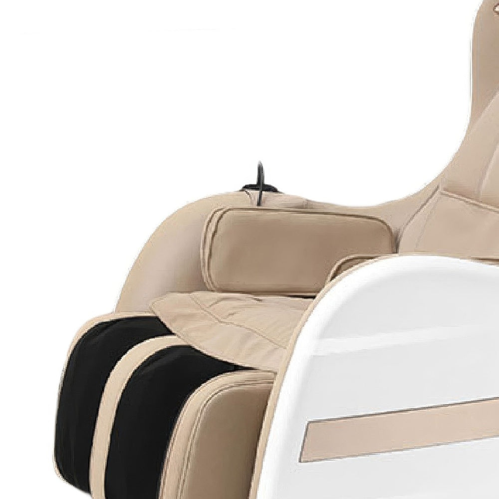 Marty 7 Modes Massage Chair with 3D Back Roller | Beige Faux Leather