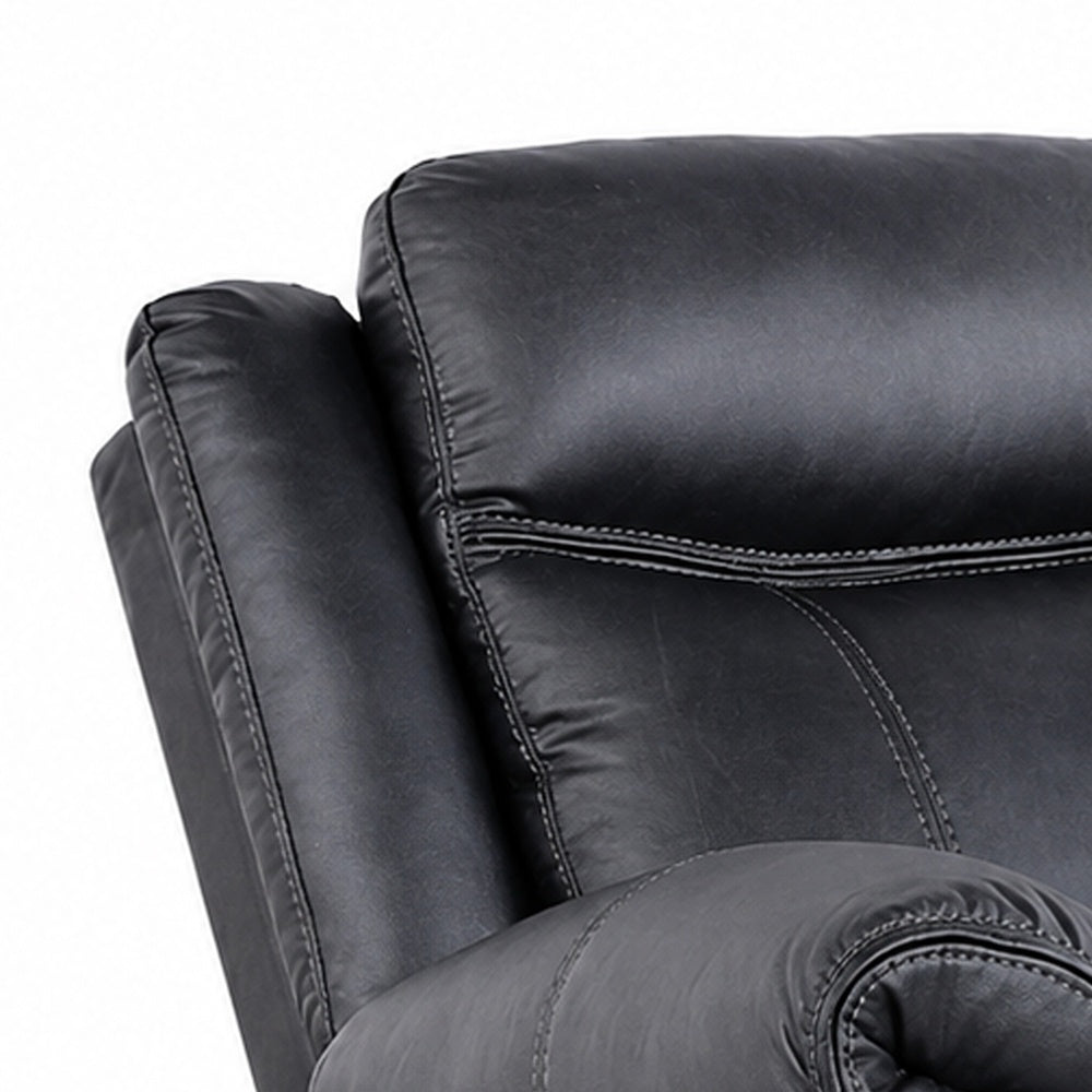 Arisa Manual Glider Recliner Chair with Solid Wood Frame | Black Faux Leather