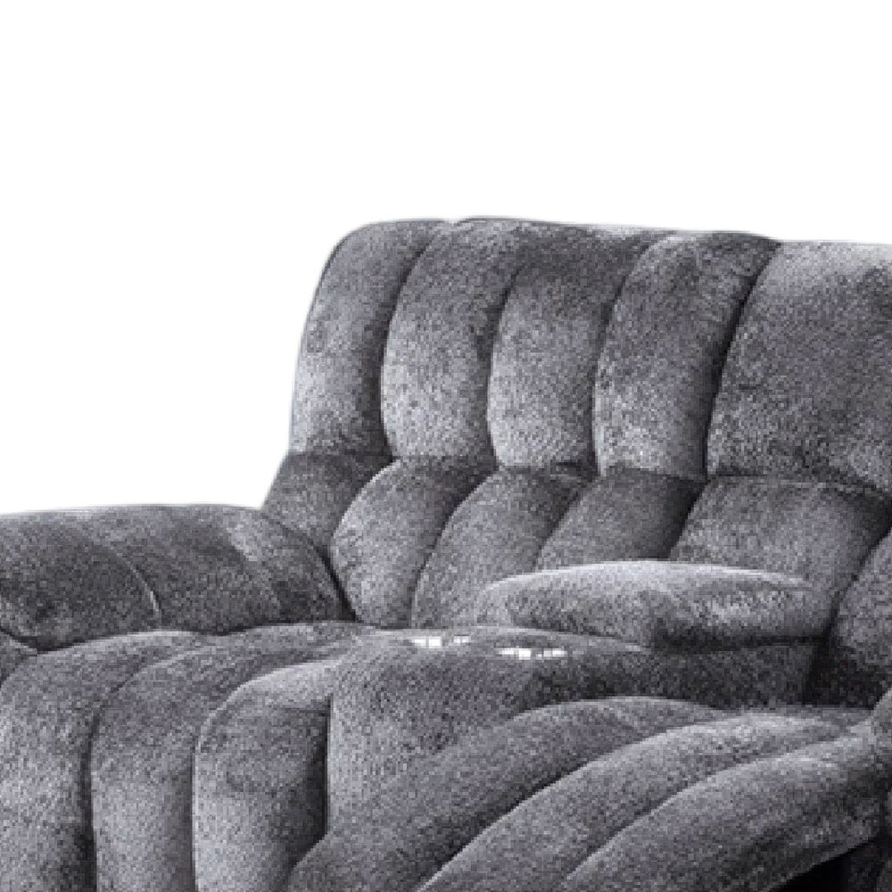 Heya Manual Recliner Loveseat | Pillow Tufted Dark Gray | 81"
