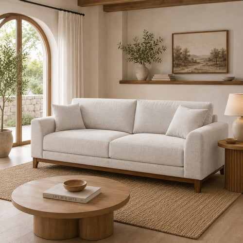 Wera Accent Sofa with 2 Pillows | Light Gray Chenille | 84"