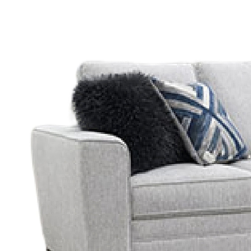 Eny Sofa | 4 Accent Pillows | Light Gray Chenille | Black Legs | 84"