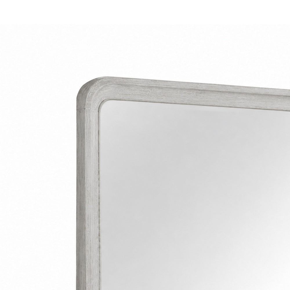 Osko Dresser Mirror | Rounded Edges | Light Gray Wood | 40x42 Rectangular