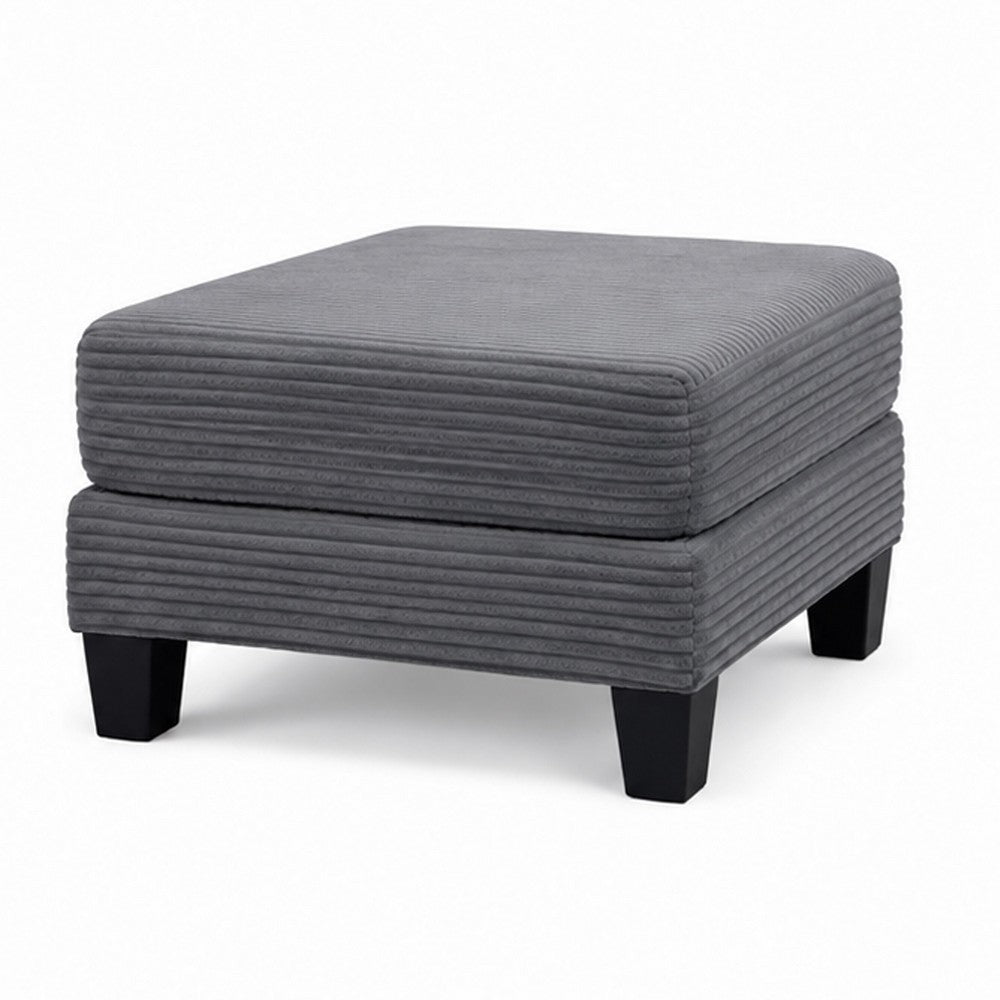 Mysi Storage Ottoman | Dark Gray Wide Wale Corduroy Upholstery | 31"