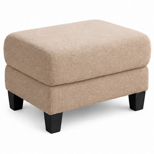 Cysa Storage Ottoman | Beige Boucle Upholstery | Brown Legs | 31"