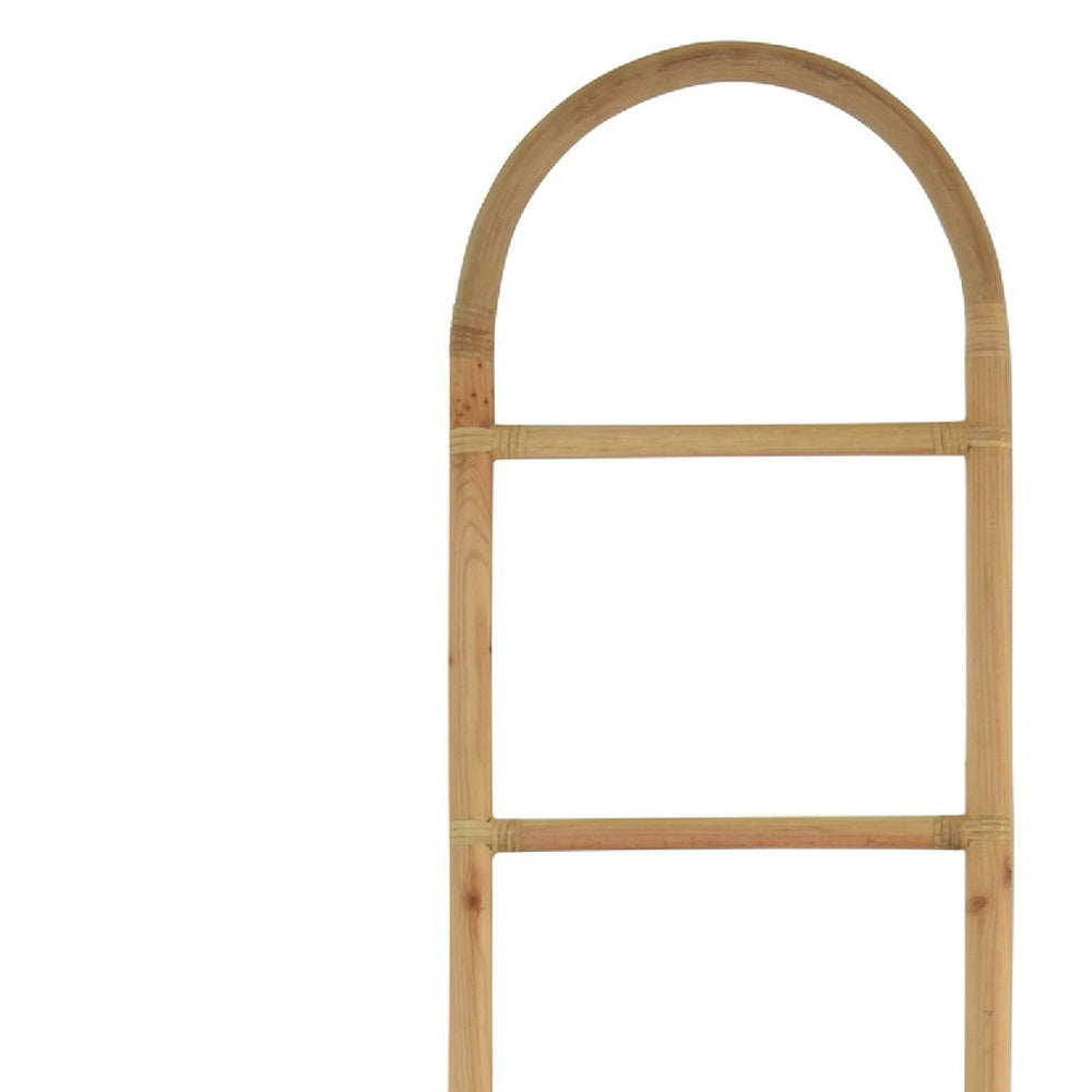 Kinu Decorative Ladder Rack with Arch Top | Natural Brown Wood | 72"