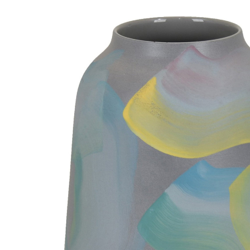 Riya Decorative Vase | Abstract Watercolor Art | Blue Ceramic 14"