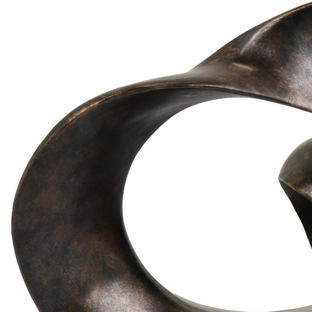 Tabletop Décor | Abstract Loop Sculpture | Plinth Base Bronze Black 11"