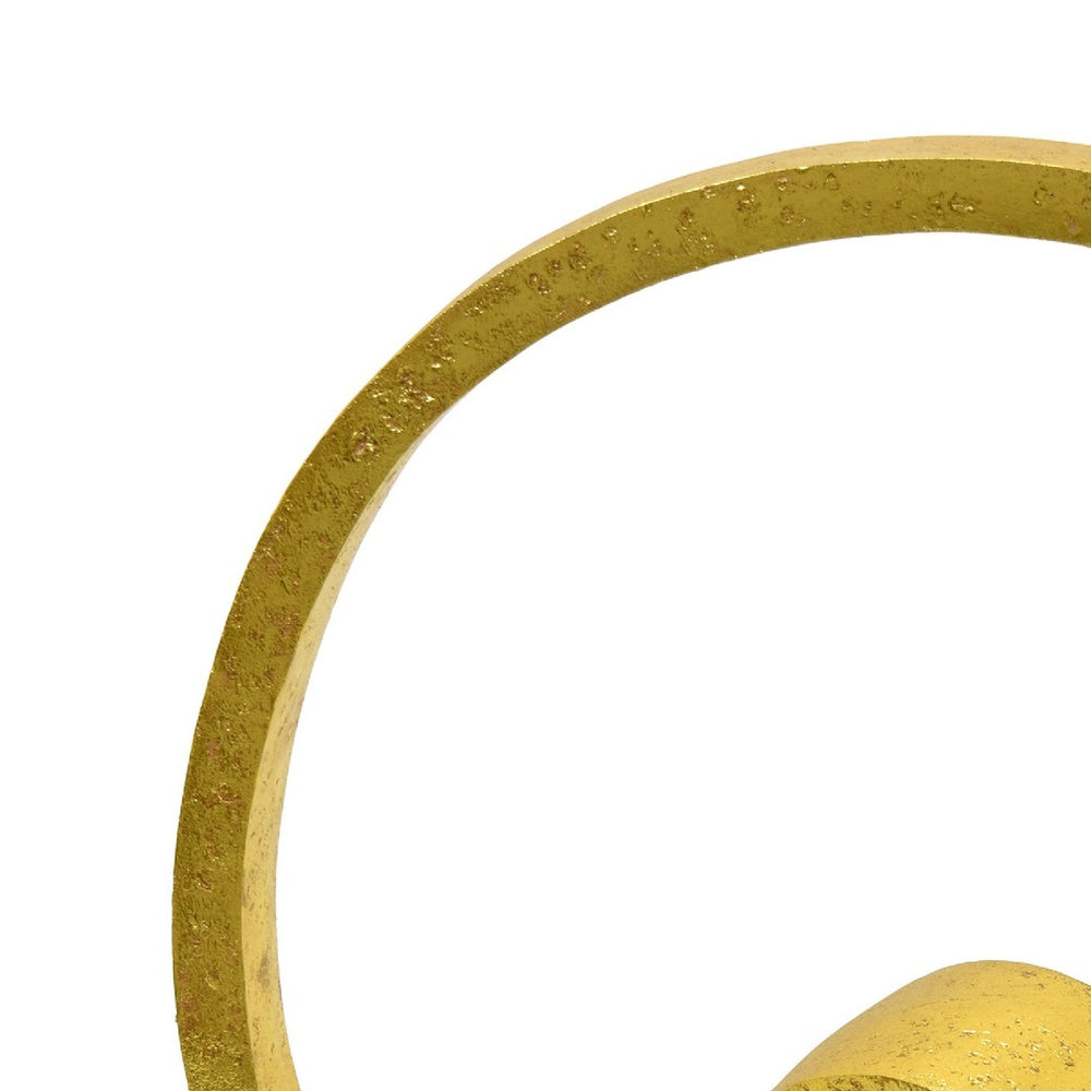 Tabletop Decor | Abstract Loop Sculpture | Textured Gold Resin 13"