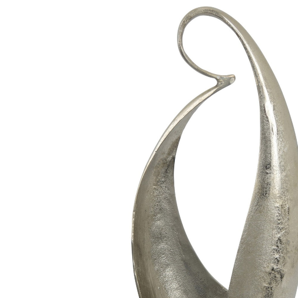 Dora Decorative Abstract Sculpture | Black Base | Silver Metal 24"