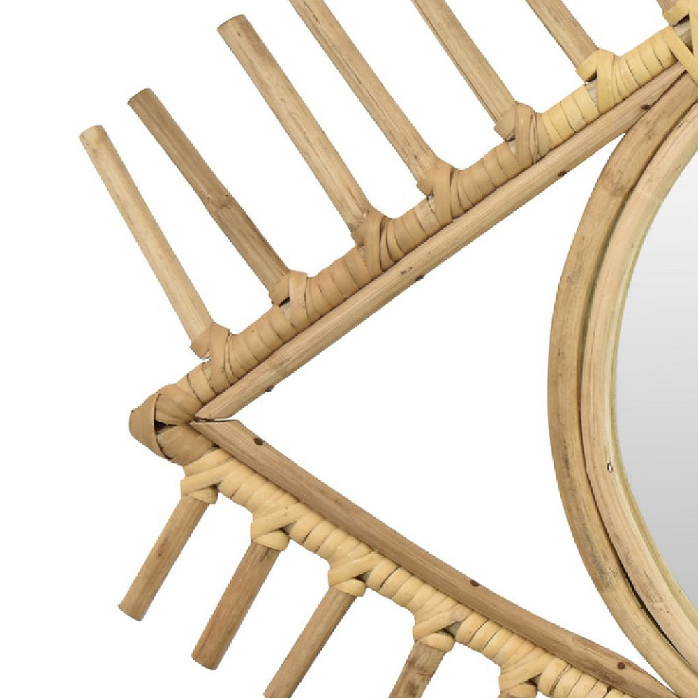 Greta Eye-Shaped Wall-Mounted Mirror | Sunburst Frame | Natural Fiber