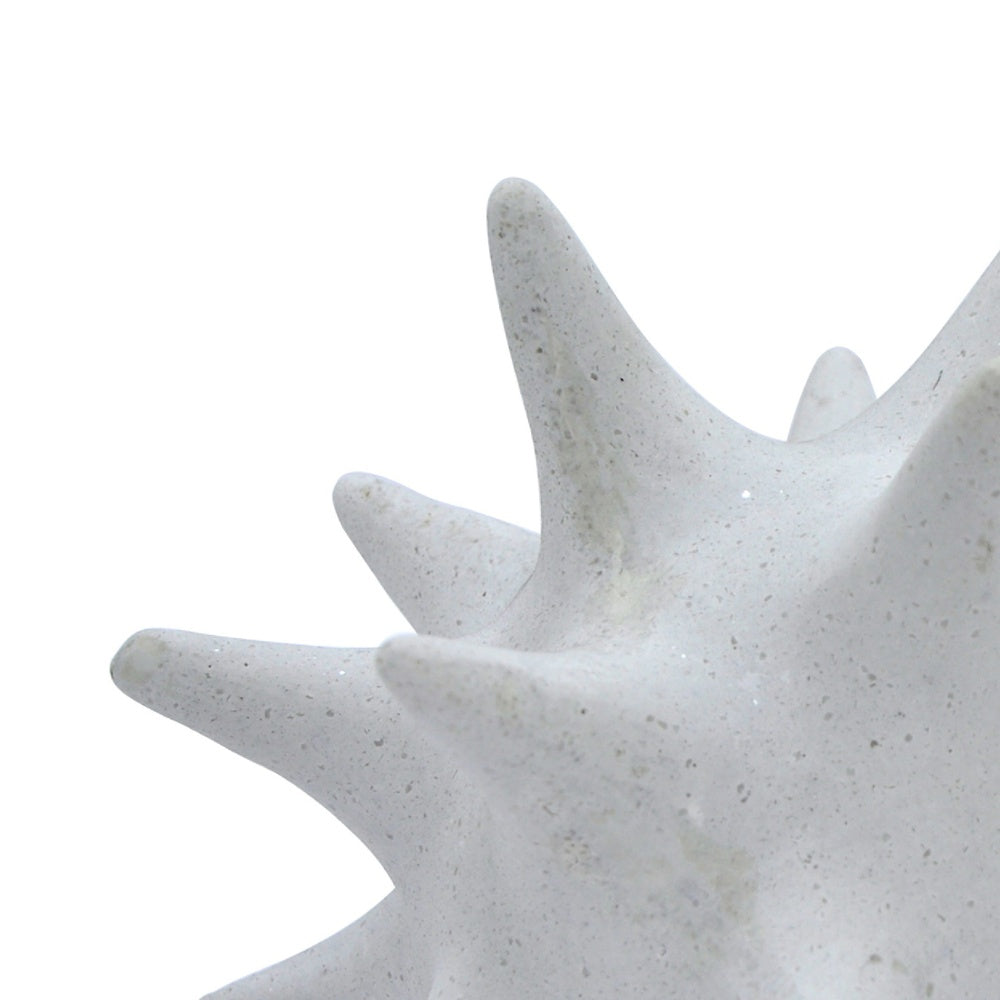Xyla Decorative Orb with Spiked Starburst Patterns | White Resin 8"