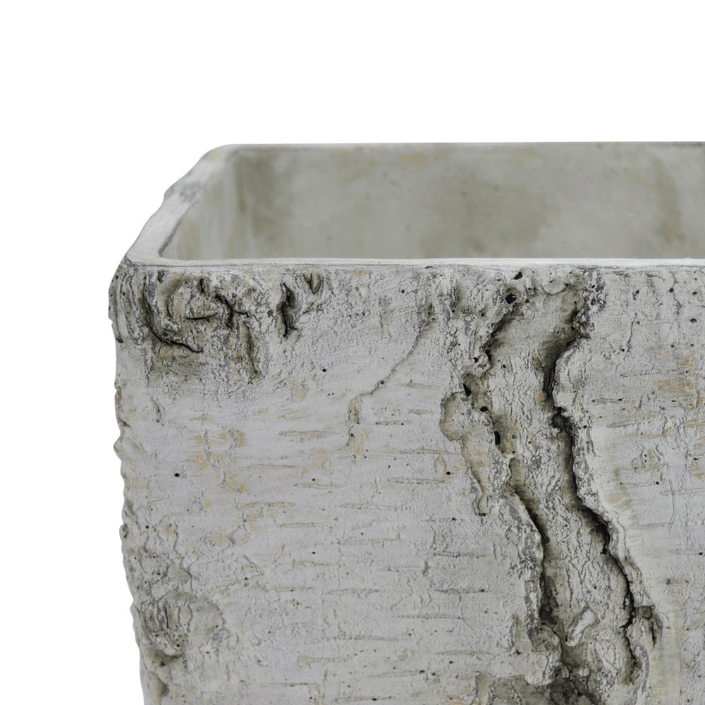 Outdoor Decorative Planter | Faux Bois Textured Terracotta | 7" Gray