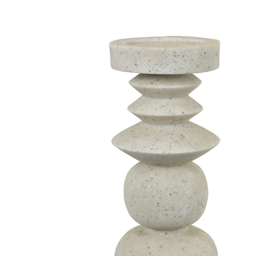 Josi Tabletop Décor C&le Holder | Sculpted Turned White Resin | 18"