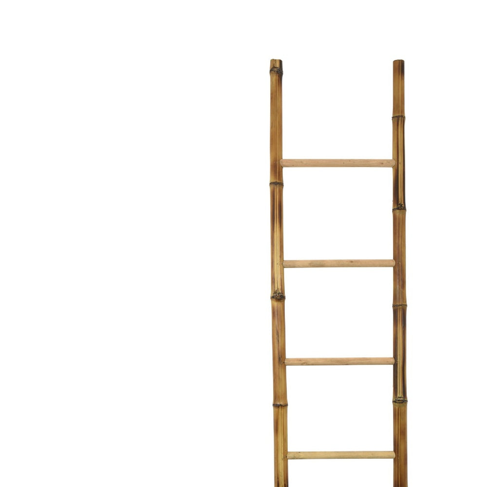 Natural Bamboo Ladder | Decorative & Utility Leaning Rack | 86" Brown