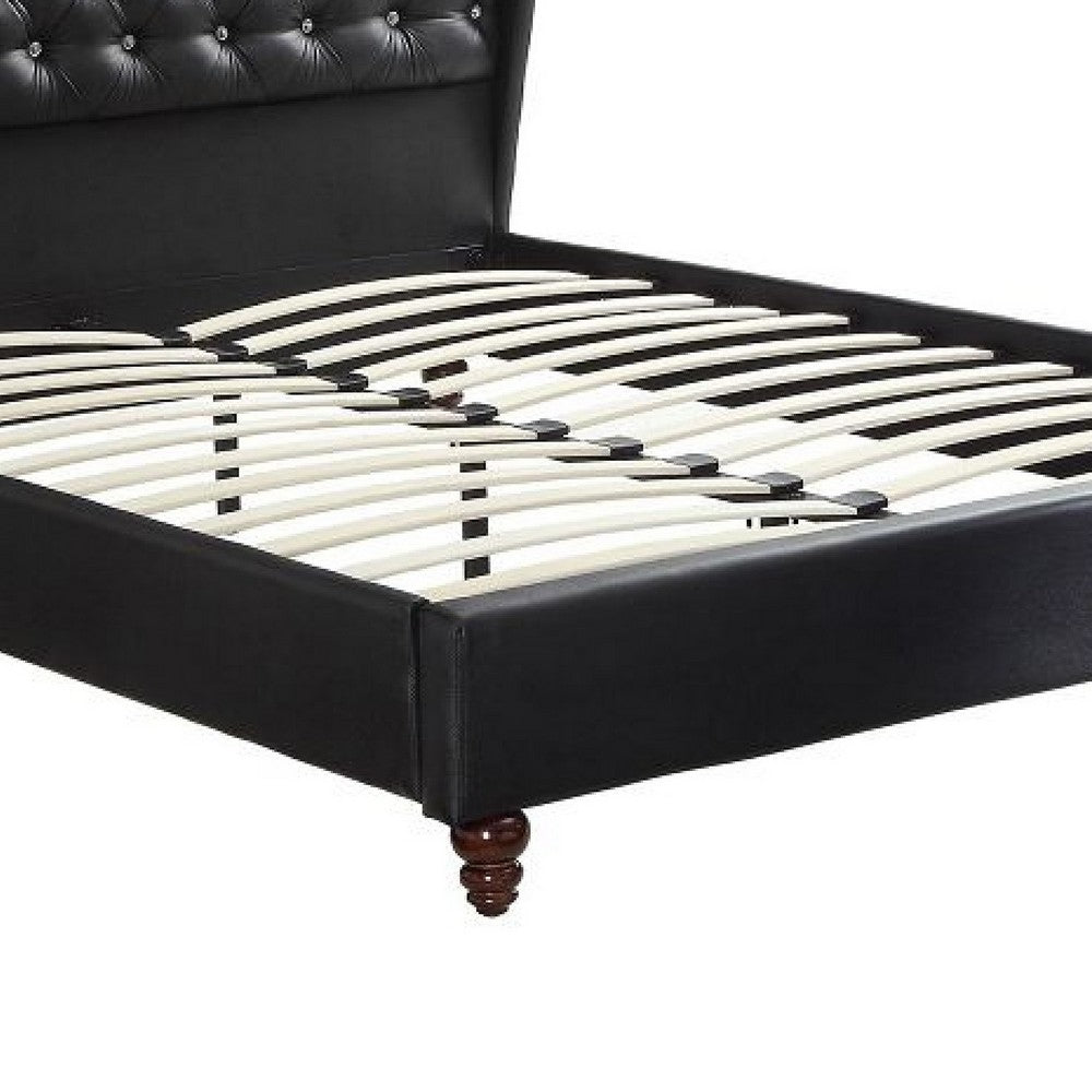 King Bedroom Set, Black Wood, 3 Piece Set with 2 Nightstands