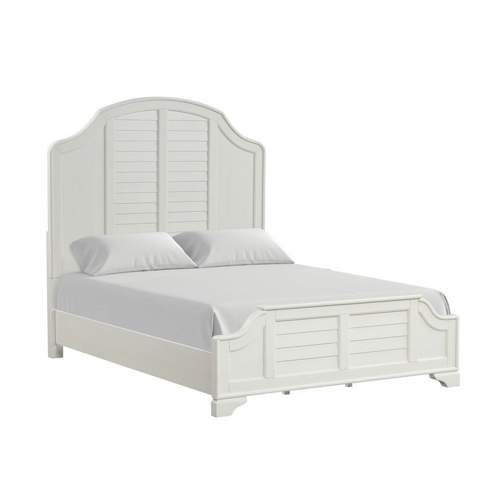 Queen Bedroom Set, White Wood, 2 Piece Set with Nightstand