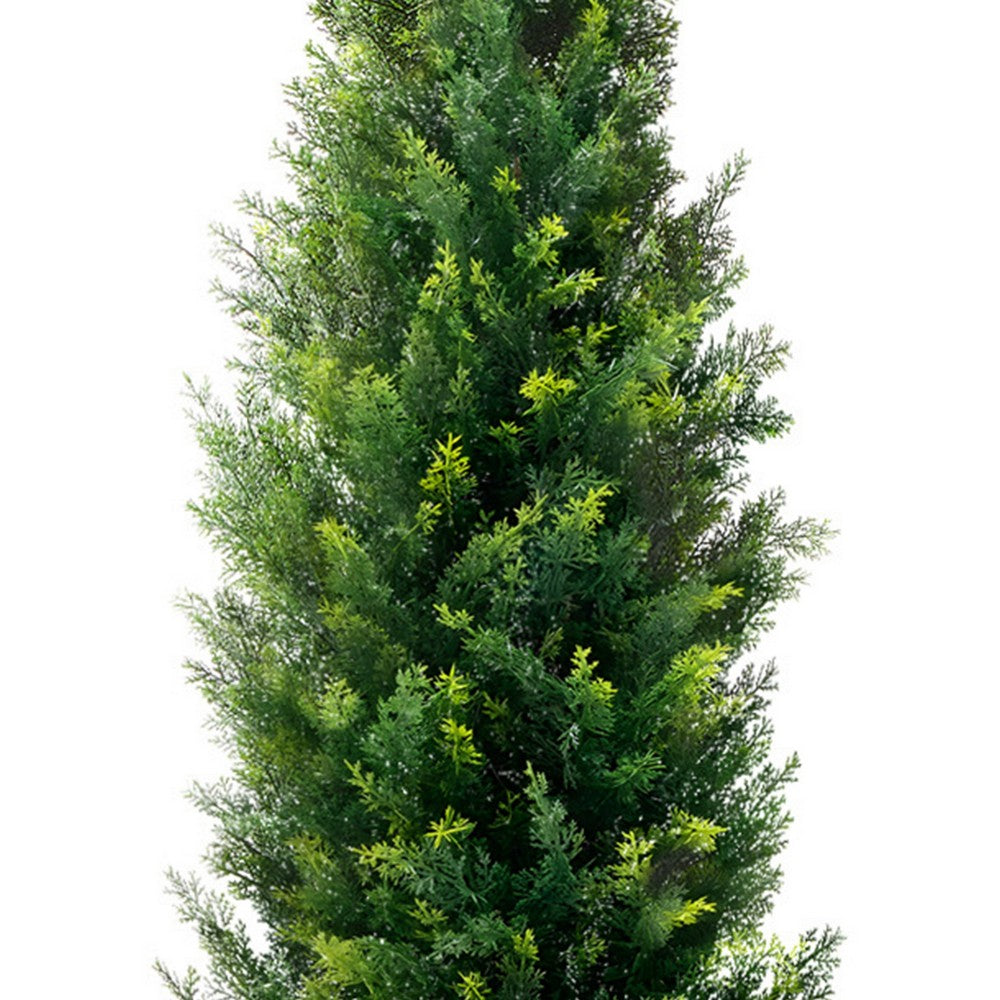Tahya Cedar Topiary Tree | Set of 2 | Iron Frame | Green Poly Silk 60"