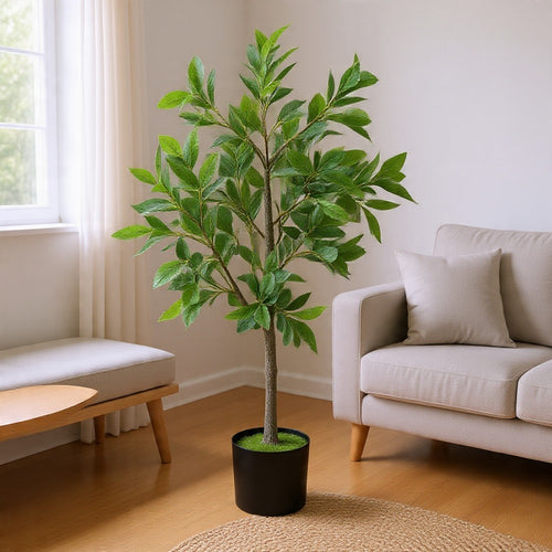 Tommy Lifelike Laurel Artificial Tree w Cement-Filled Pot | Green 35"
