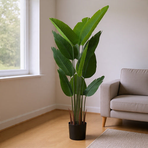 James Artificial Bird of Paradise Palm Tree | Set of 2 | Green 63"