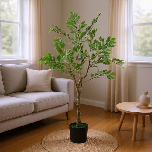 Serena Artificial Ficus Tree with Pot | Green Poly Silk 51"