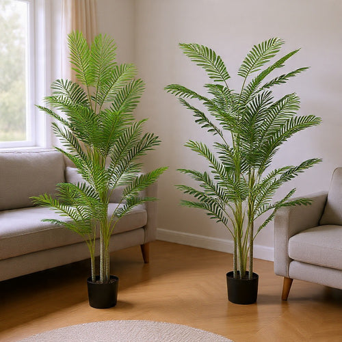 Rita Artificial Palm Tree | Set of 2 | Iron | Green Poly Silk 79"
