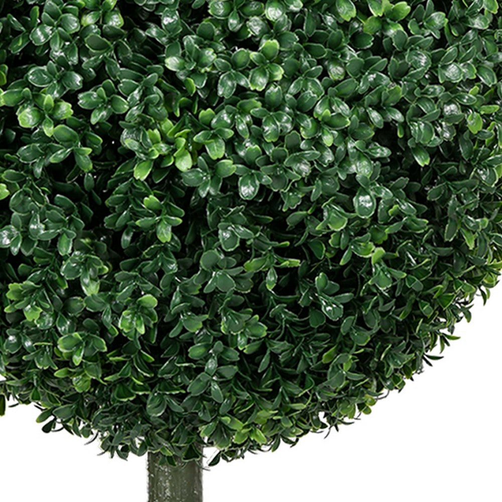 Owen Boxwood Round Ball Topiary Set w Ground Stake | Poly Silk 16"