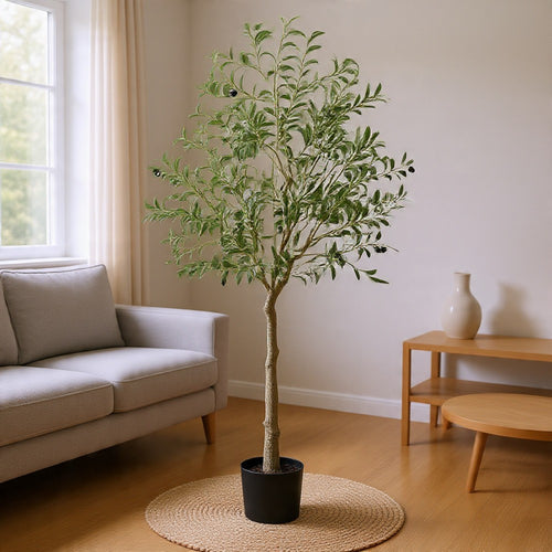Lucas Olive Tree | Stainless Steel Branches | Lifelike Poly Silk 70"