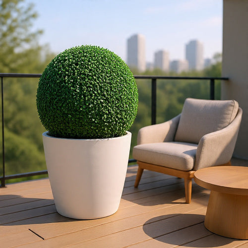 Zain Artificial Boxwood Topiary Balls | Set of 2 | Lifelike Poly Silk 15"