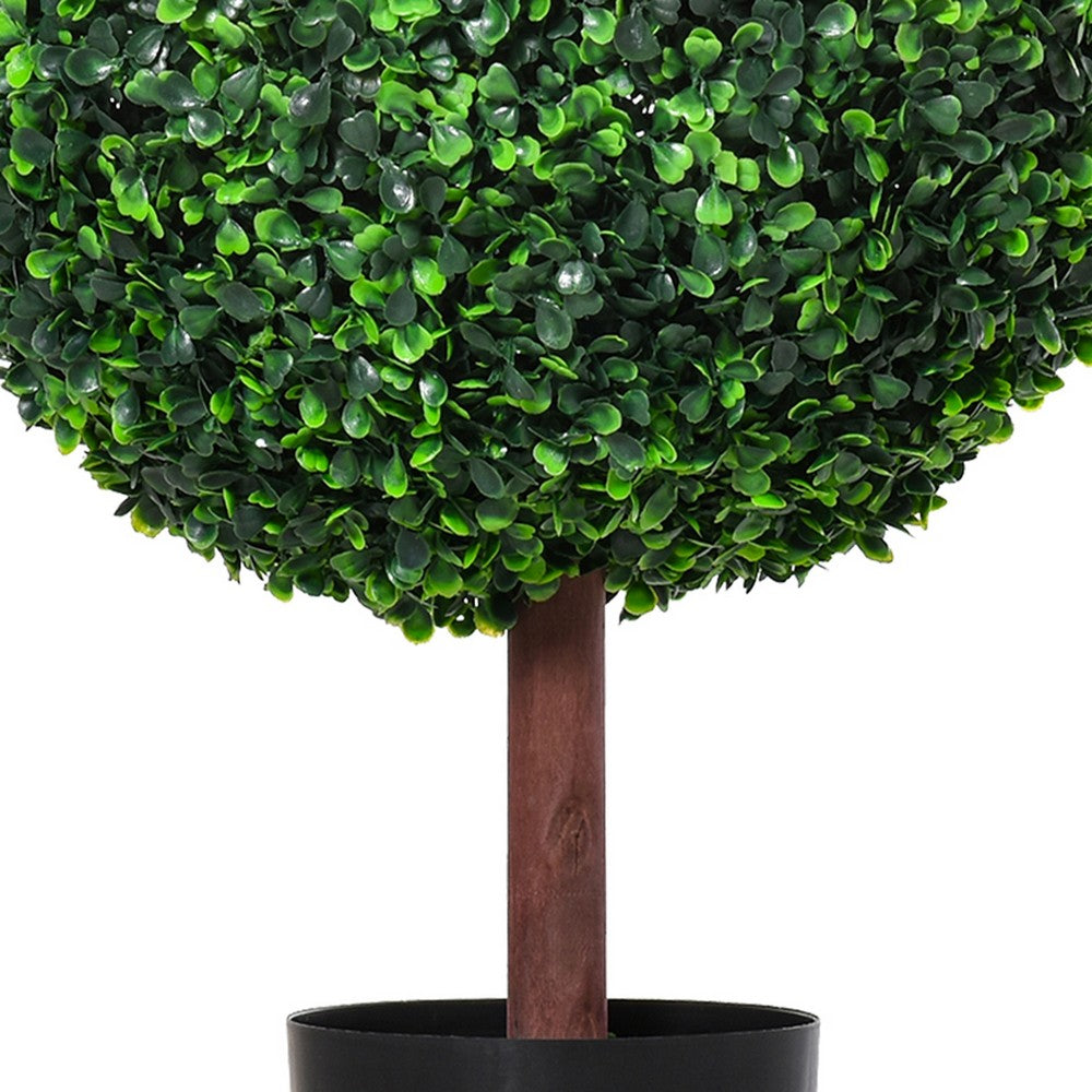 Yuko Artificial Boxwood Ball Topiary Tree with Black Pot | Lifelike 24"