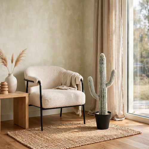 Kristy Artificial Saguaro Cactus Accent Plant in Black Pot | Lifelike 25"