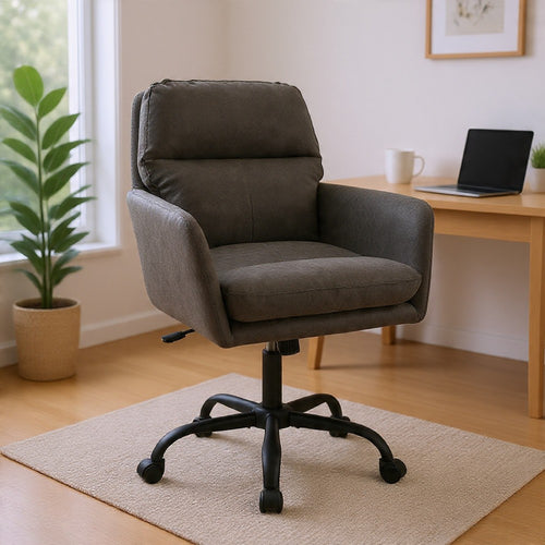 Limz Swivel Office Chair | Adjustable Height | Foam Fill Gray Faux Leather