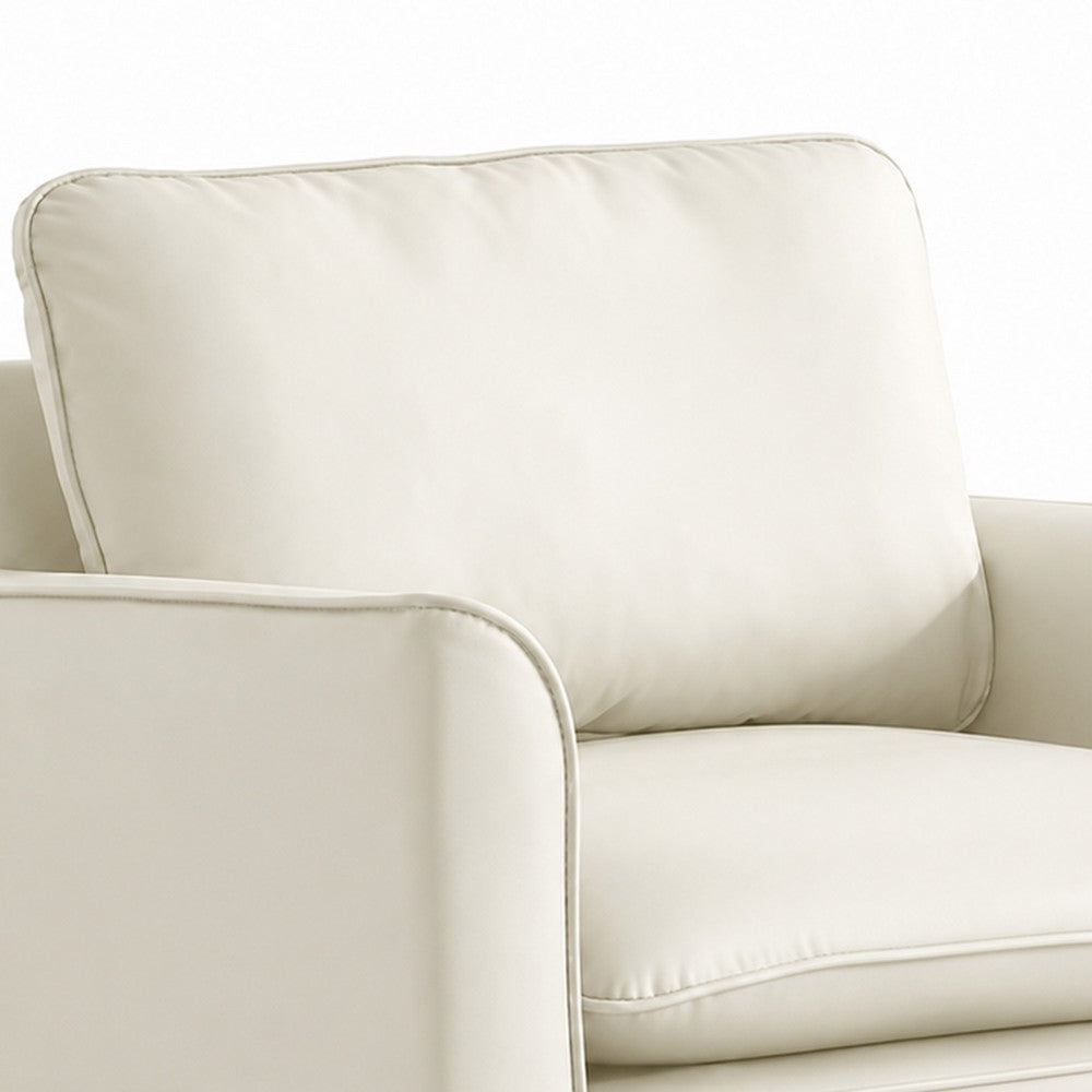 Pimi Sofa Chair Set of 2 | Cream White Faux Leather | Retro Black Legs