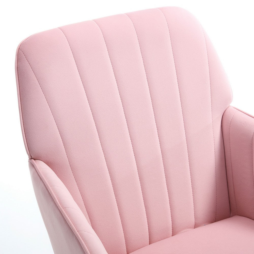 Kena Swivel Office Chair | Baby Pink Tufted Velvet | Adjustable Height