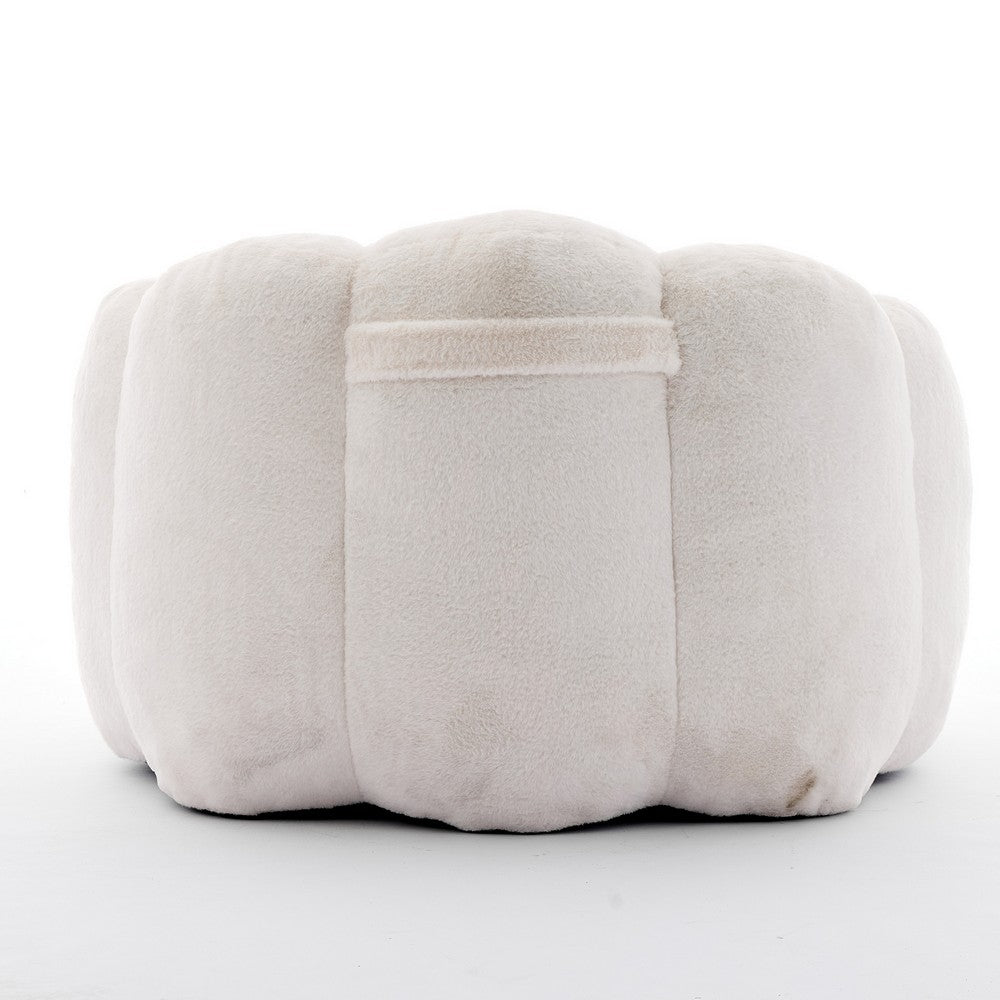 Lery Lotus Accent Sofa Chair | Compressed Bean Bag | White Faux Fur