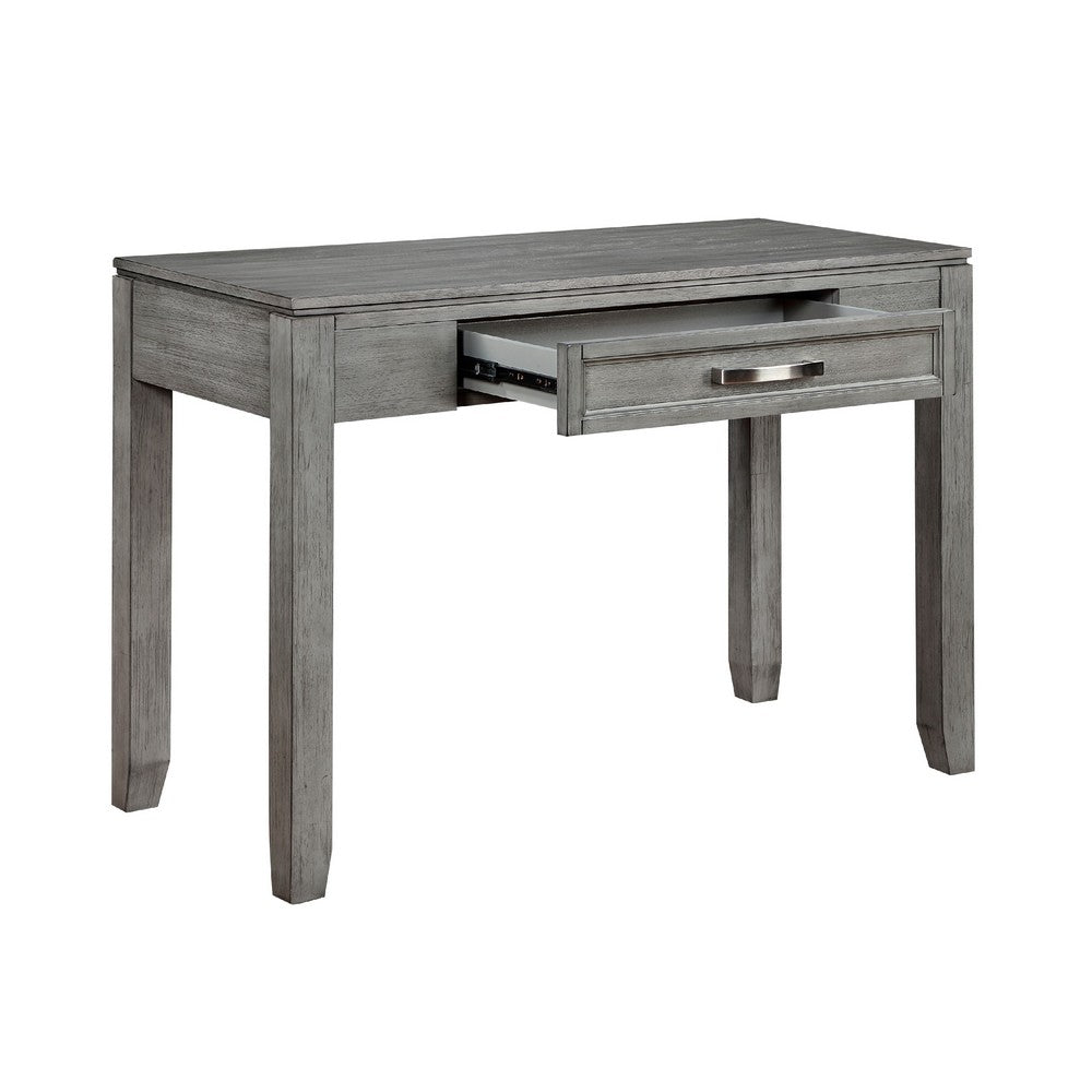 Gare Writing Desk w Drawer I Frame Molding I Rustic Gray & Silver 42"