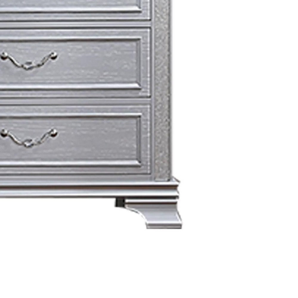 Kiol Tall Dresser Chest | 5 Drawers | Glitter Stripes | Crystal | Smoke Gray