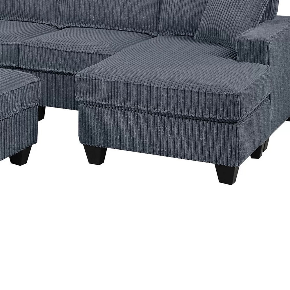 Vini 5pc Sectional Sofa Set | 3 Pillows | USB | Foam Fill Dark Gray Corduroy