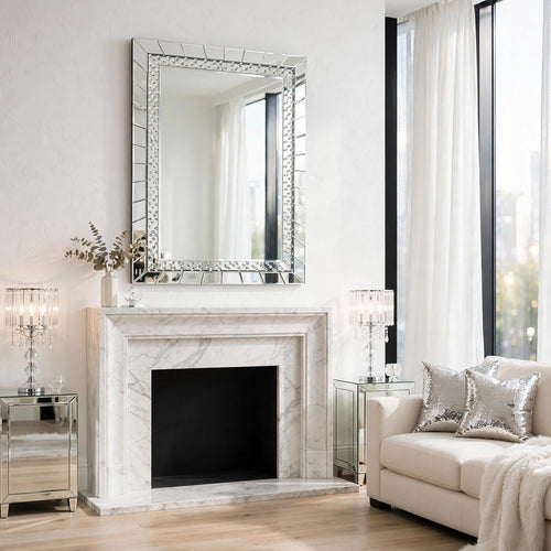 Pali Dresser Mirror | Faux Crystal & Acrylic Diamond Border | 32x47