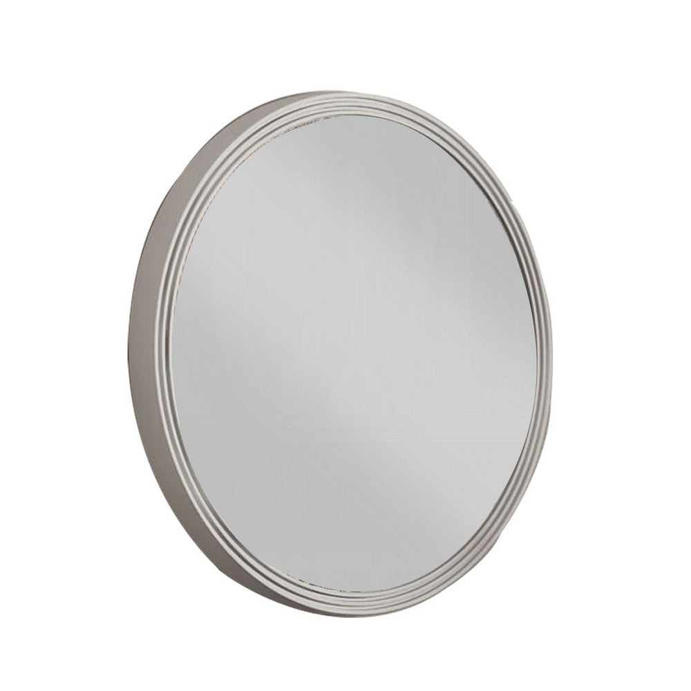 Aren Dresser Mirror | Molded Bordered Frame | White Wood | 35" Round