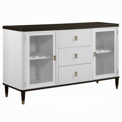 Aren Sideboard Cabinet | 3 Drawers | 2 Glass Doors | White | Brown 62"