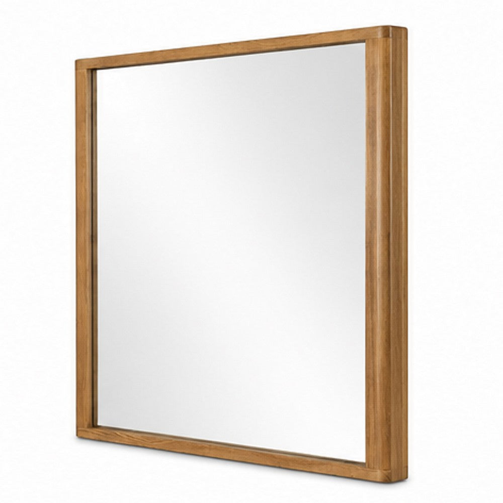 Sery Vanity Dresser Mirror | Rustic Oak Brown Wood Frame | 40x42