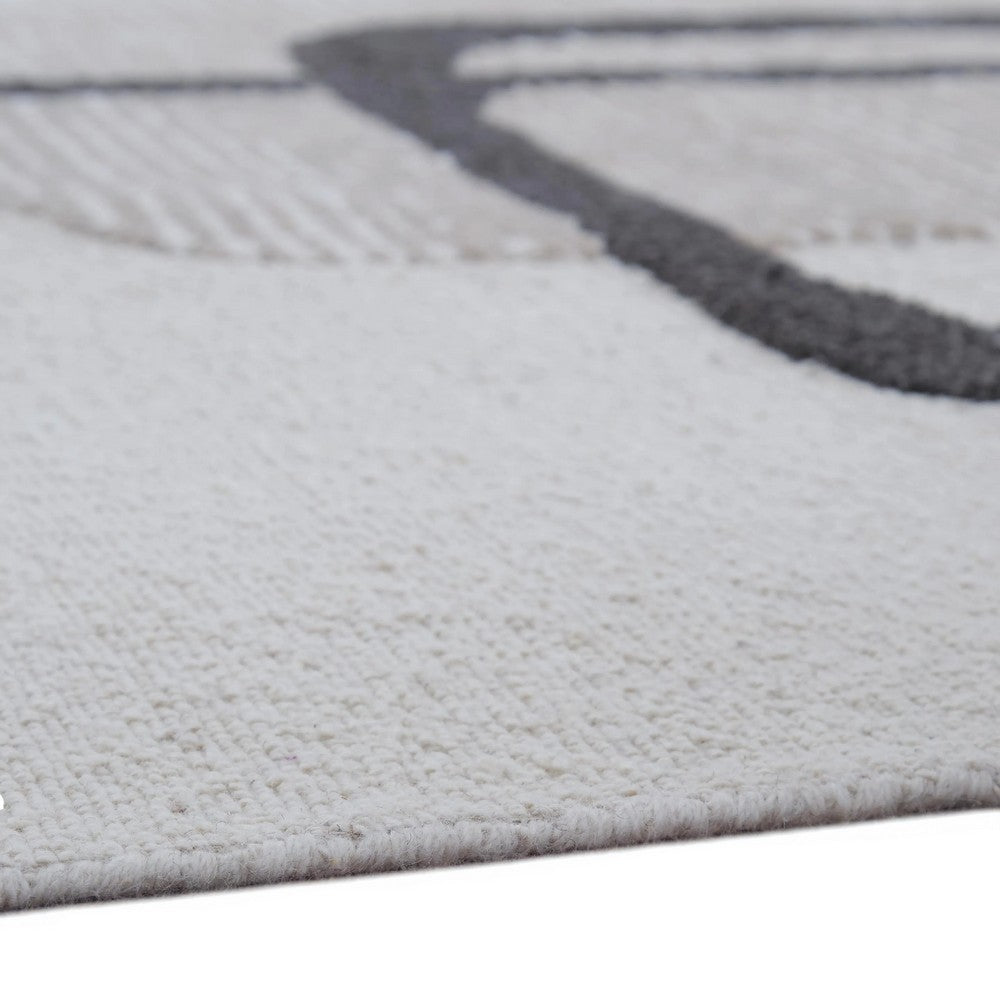 Davis 8 x10 Large Area Rug | Charcoal-Ivory Abstract Accents | Taupe Wool
