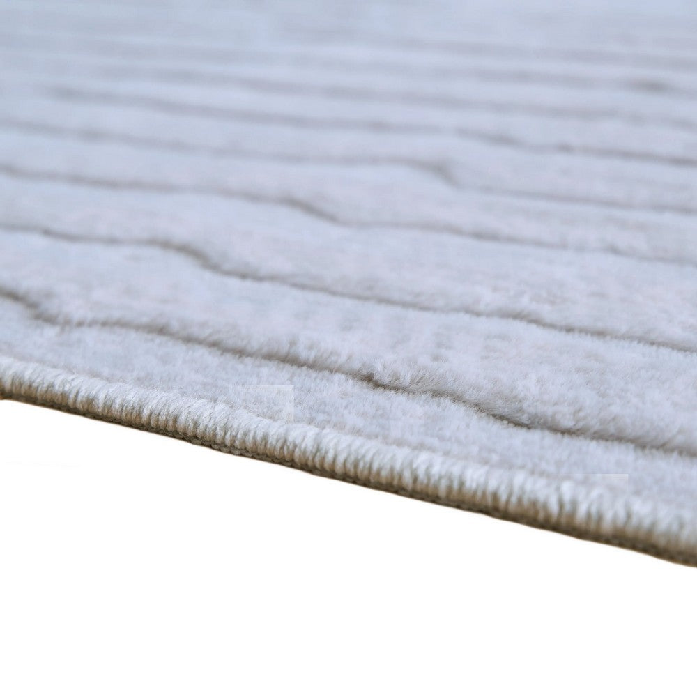 Worly 8x10 Large Area Rug | Textured Linear Patterns | Light Gray Faux Fur
